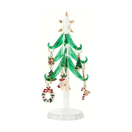 LS ARTS INC LS Arts XM-1060 Tree with 9 Enamel Holiday Wine Charms; Green - 6 in. XM-1060